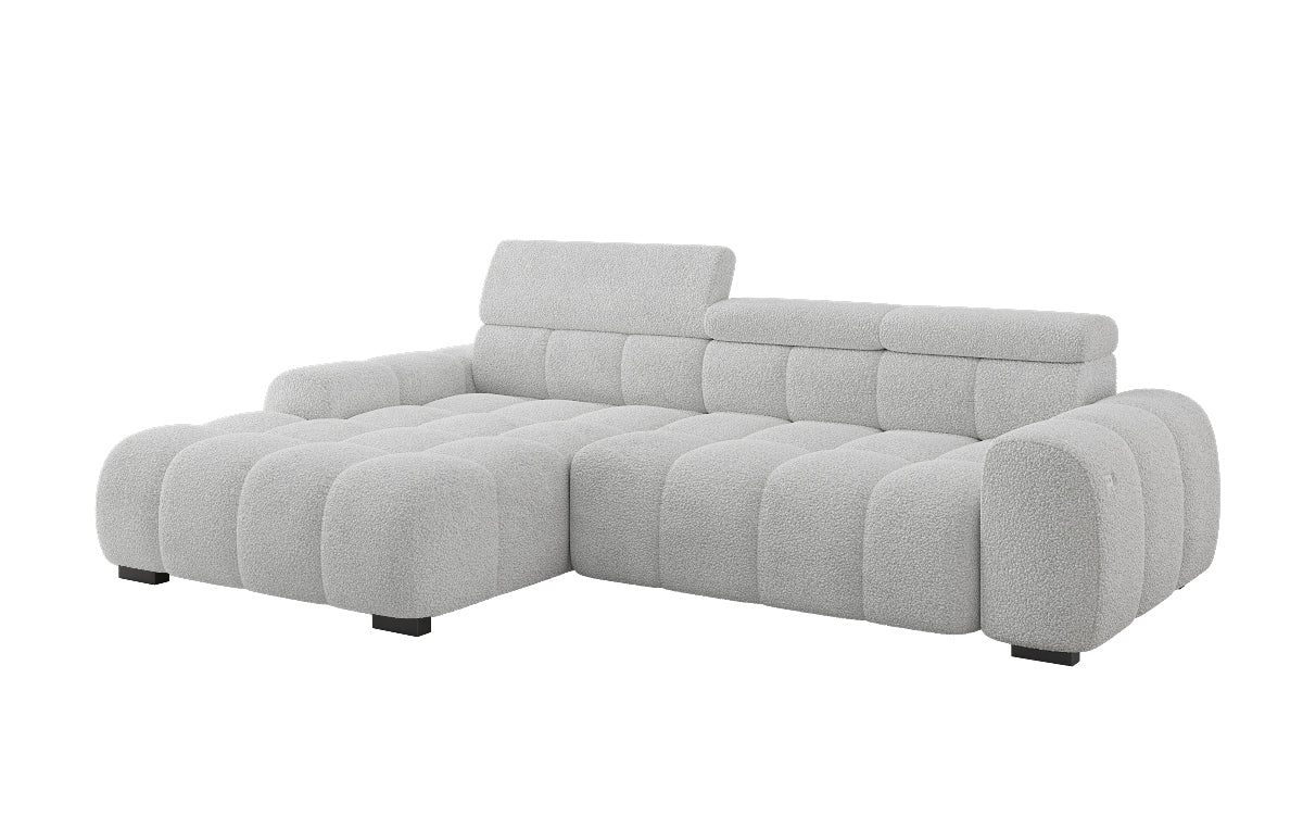 Designer Sofa Elaro L mit elektrischer Sitzerweiterung in Bouclé