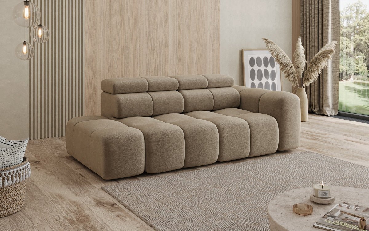 Designer Sofa 3-Sitzer mit Chaise Longue Mia in Chenille