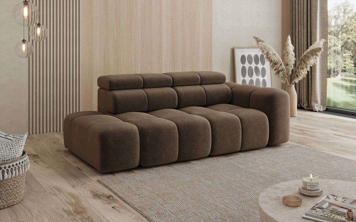 Designer Sofa 3-Sitzer mit Chaise Longue Mia in Chenille
