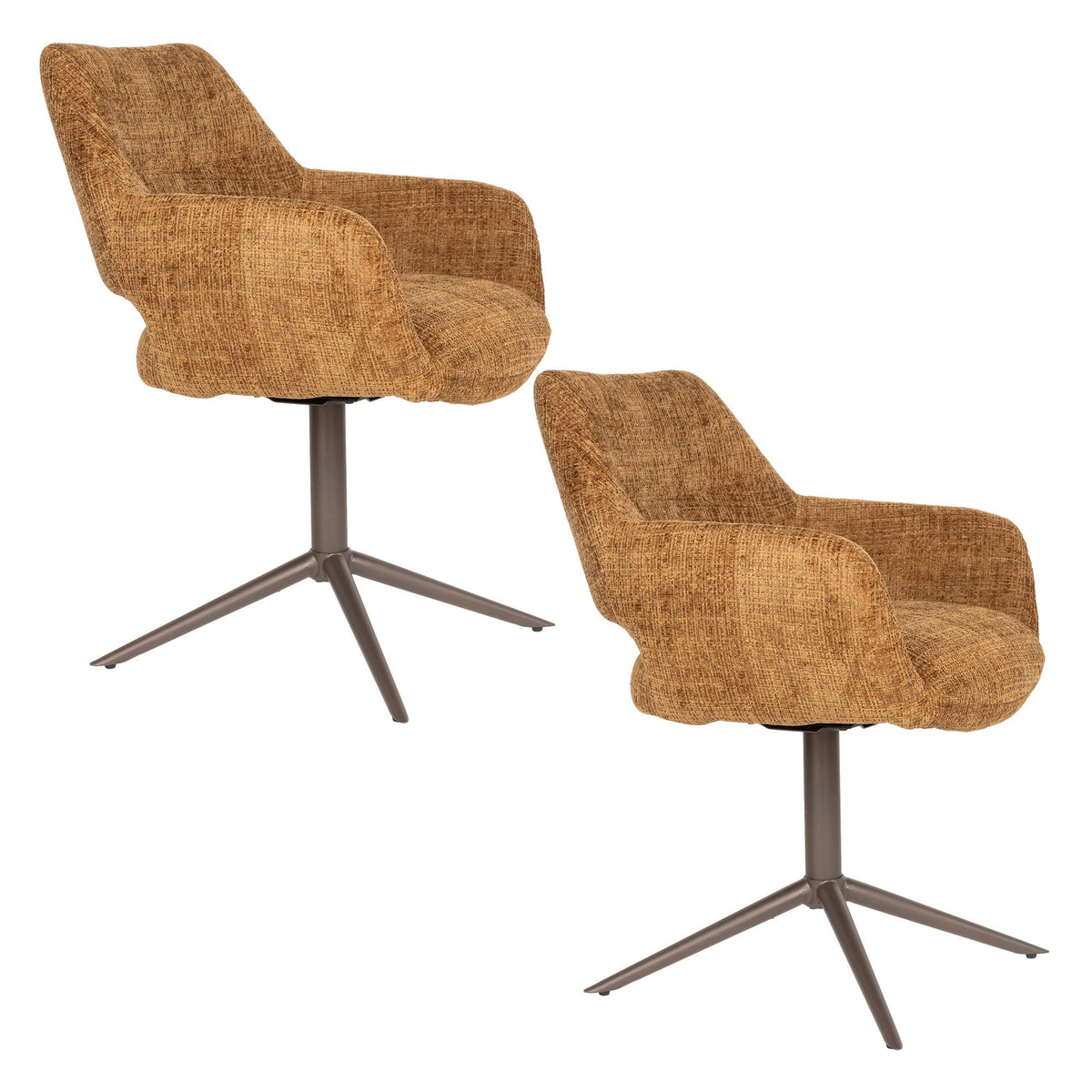 Esszimmerstuhl Merel 2er-Set – aus Polyester in Braun