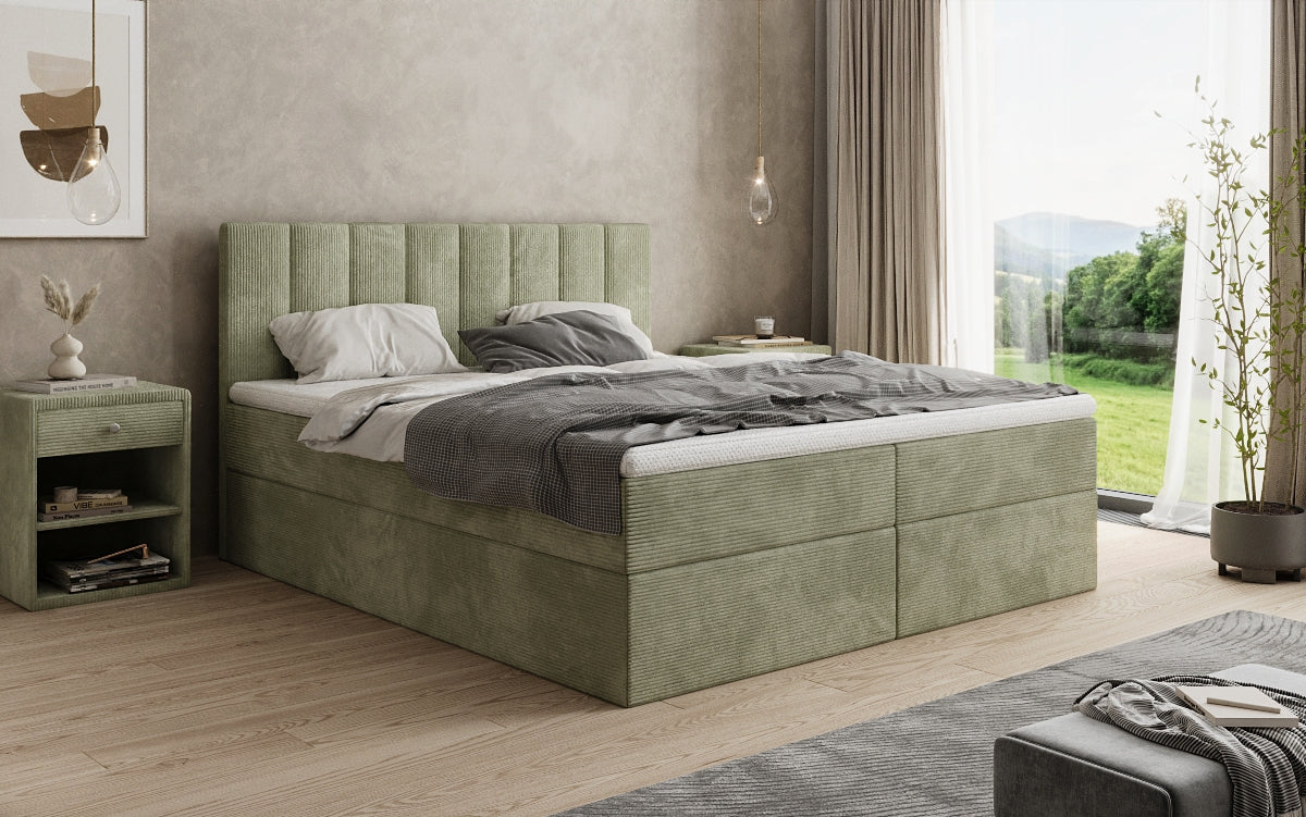 Boxspringbett Sofia in Cord mit Stauraum
