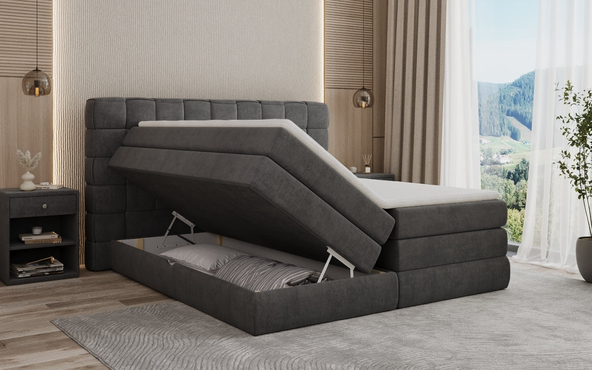 Boxspringbett Trama mit Stauraum in Samt