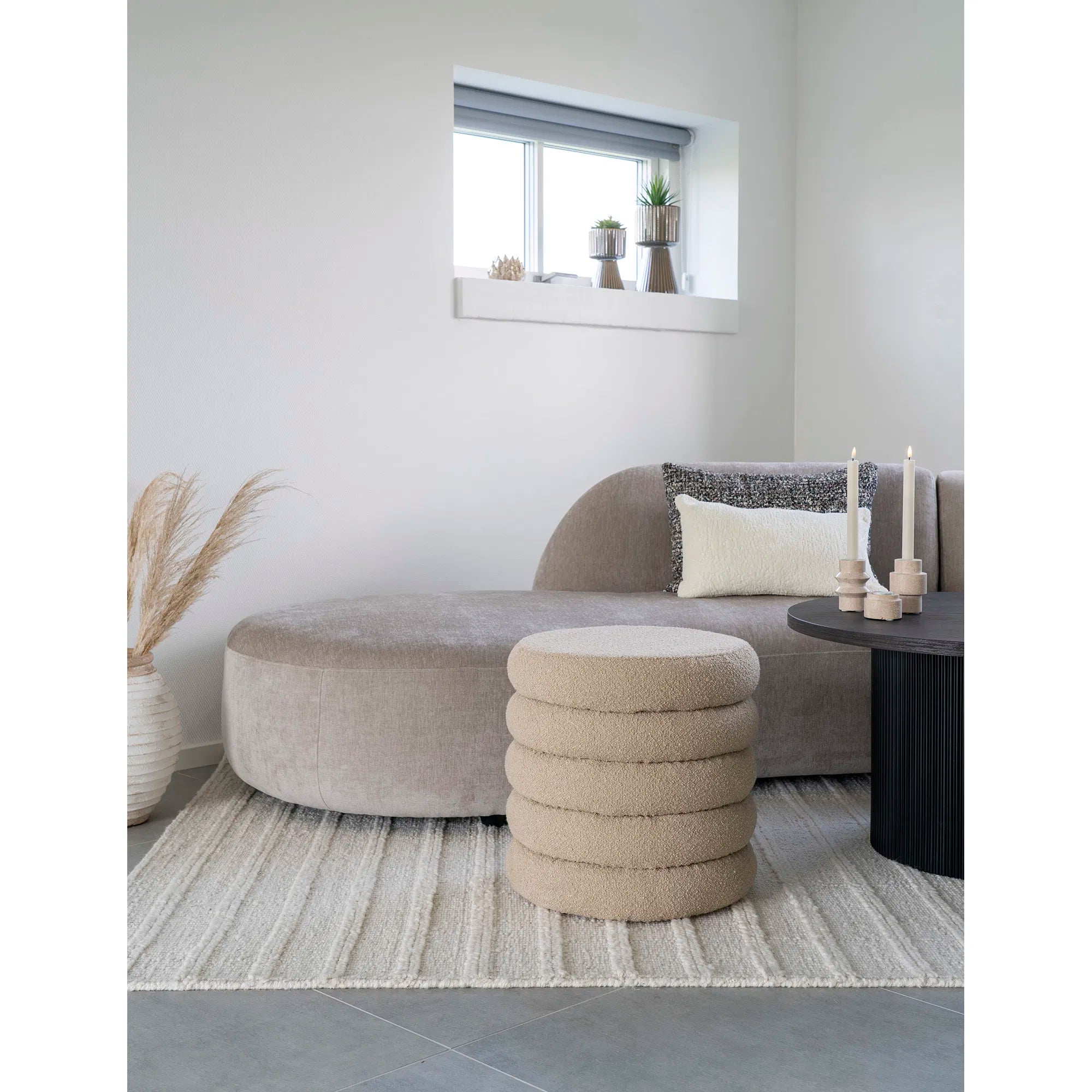 Beistellhocker Lorea Bouclé Beige
