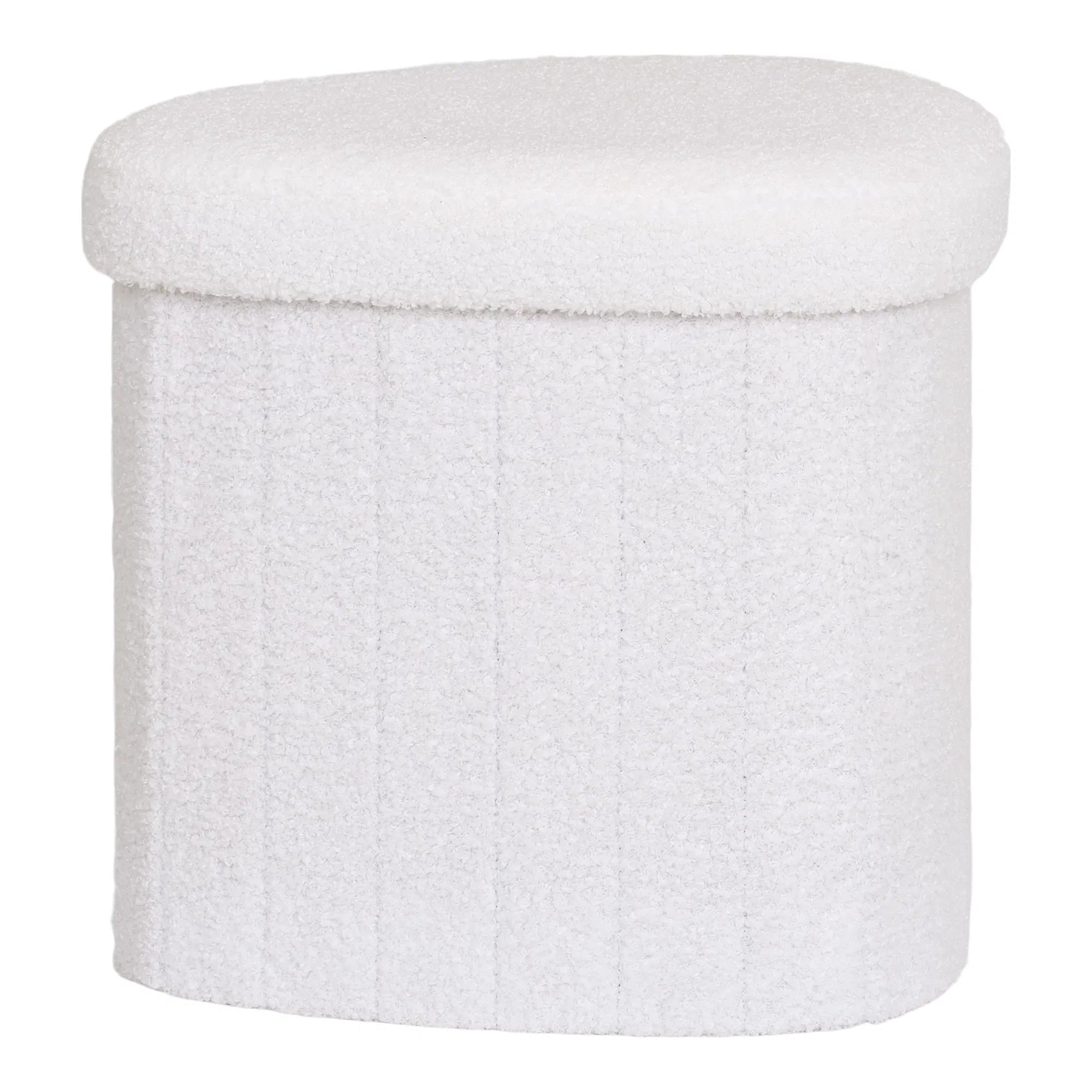Beistellhocker Lumino Bouclé Weiß mit Stauraum