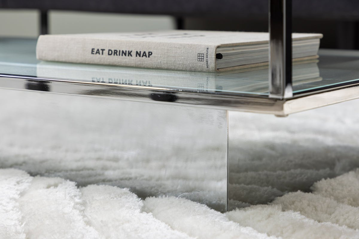 Couchtisch Lanera - mit Glasflächen und Stahlkorpus