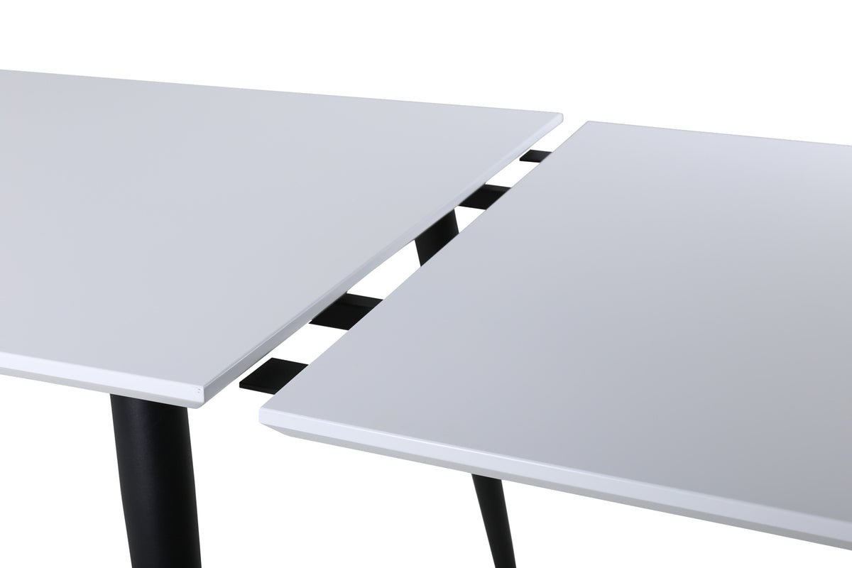 Esstisch Nepal - rechteckiger Esstisch mit Stahlbeinen und weißer Tischplatte