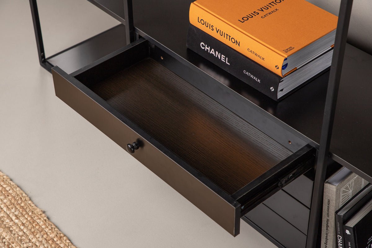 Regal Ravello – 150 cm, Schwarz, Modern Industrial Skandi