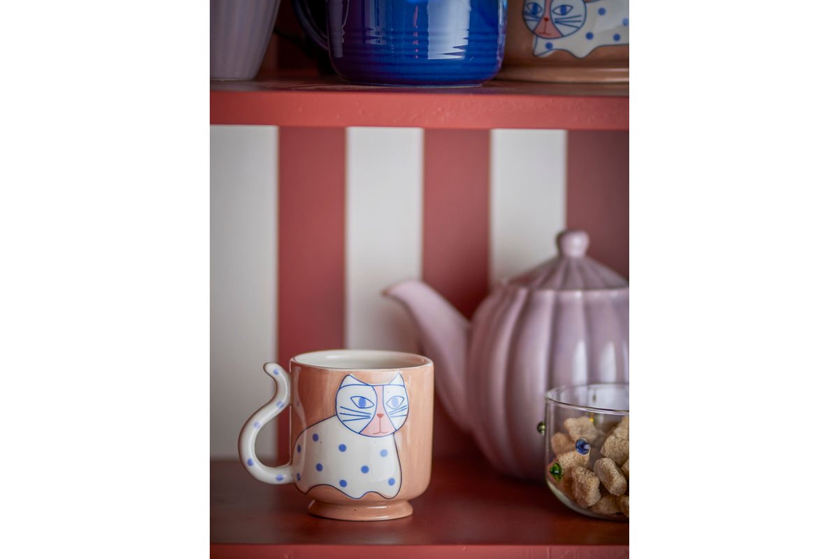 Becher-Set Aldra– Katzenmotiv Steingut (4-teilig)