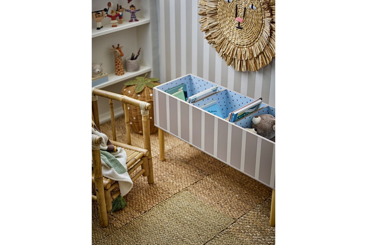 Kinder Bücherregal Mila - in Braun mit weißen Streifen für Bücher & Spielzeug