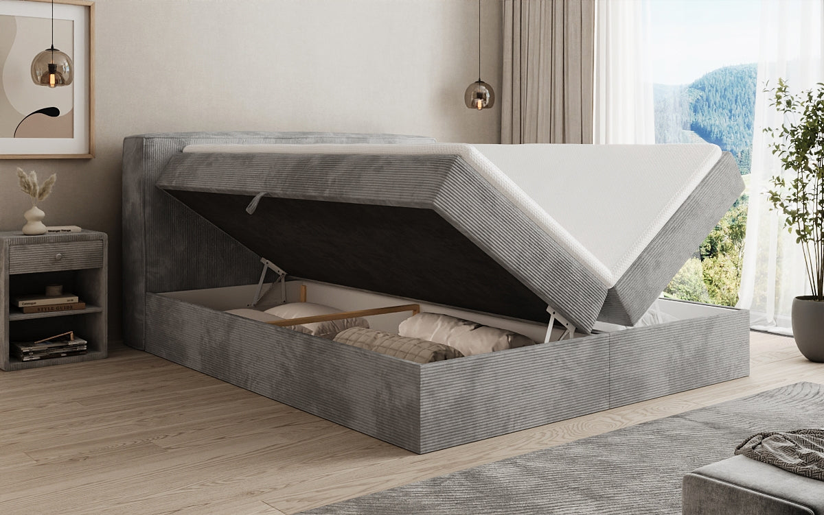 Boxspringbett Marea in Cord mit Stauraum