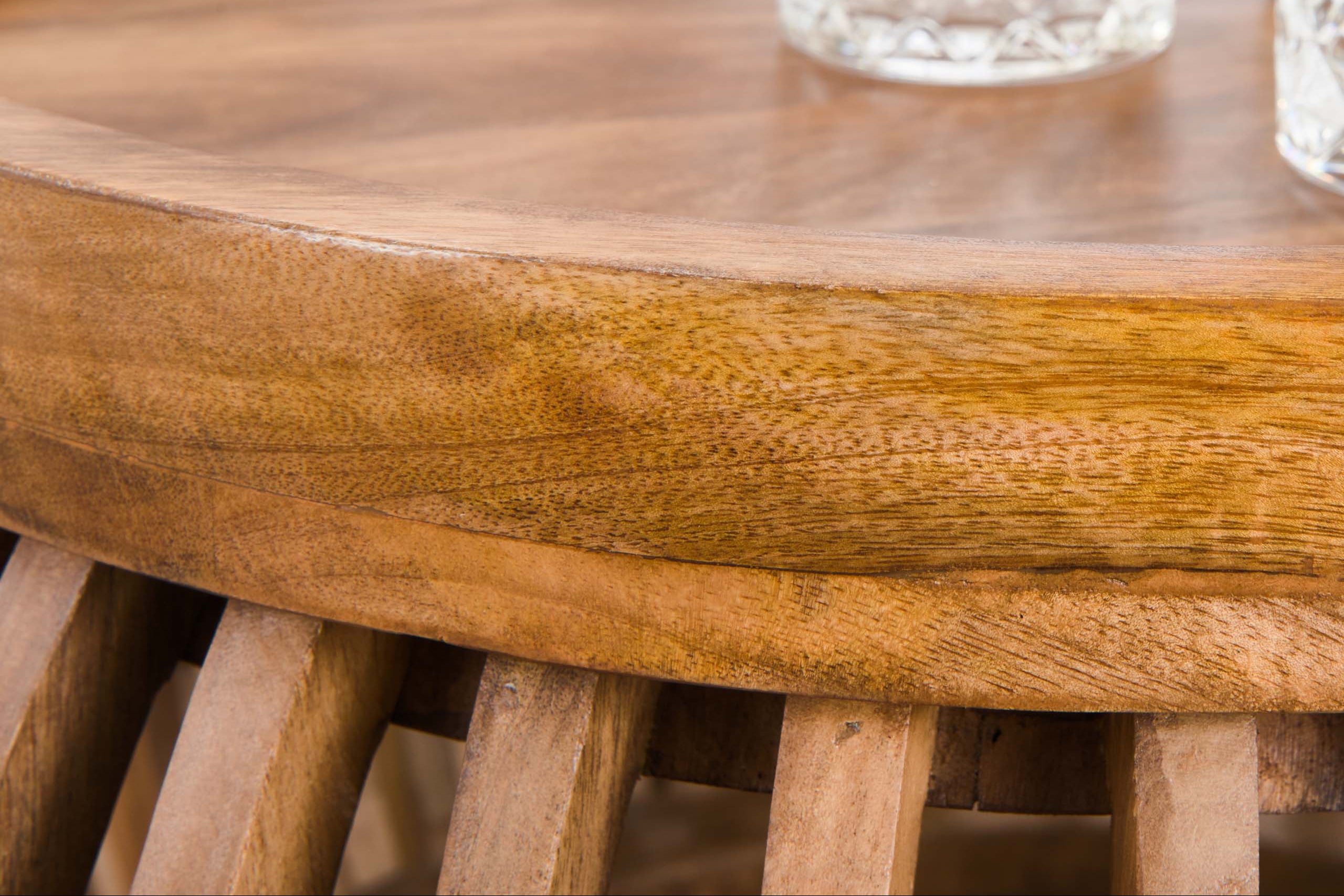 Couchtisch Khamar - 2er Set aus Mangoholz mit bauchigem Sockel