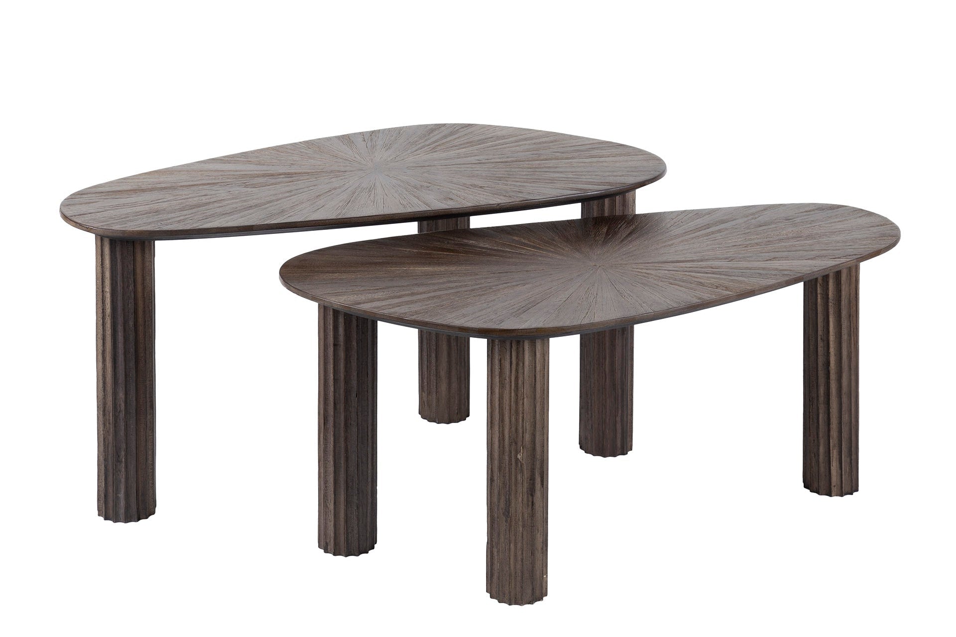 Couchtisch Dunara - 2er Set aus hochwertigem Teakholz in dunkelbraun