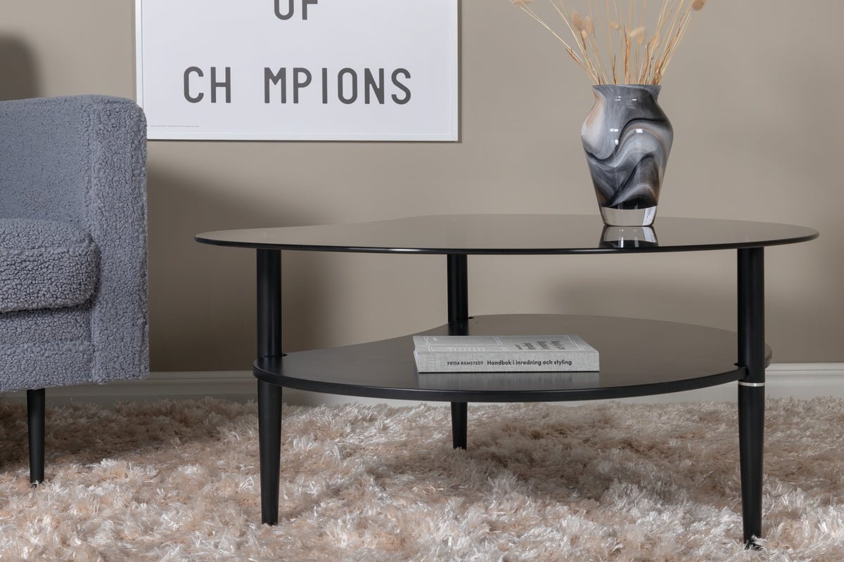 Couchtisch Amila - mit schwarzer Glasplatte