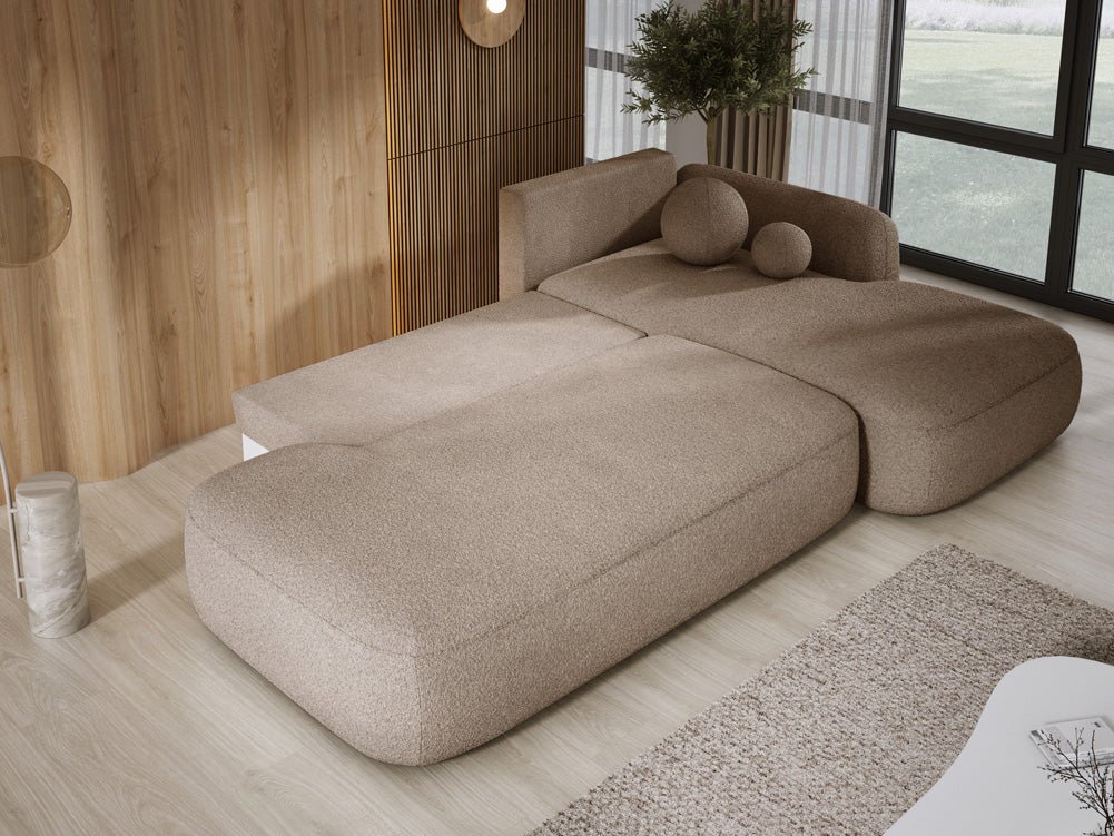 Designer Sofa Babu Bouclé mit Schlaf- und Klappfunktion