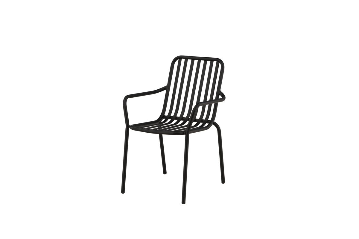 2er Set - Gartenstuhl Amy aus Aluminium in Schwarz, Beige