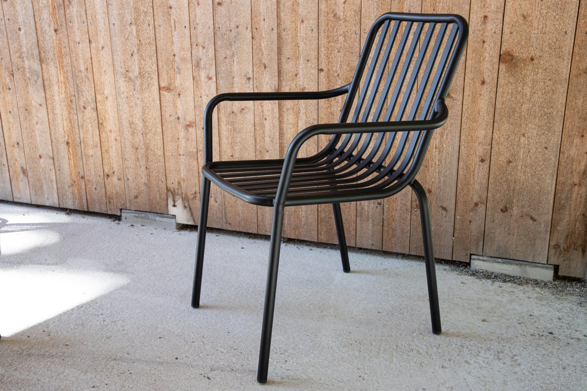 2er Set - Gartenstuhl Amy aus Aluminium in Schwarz, Beige