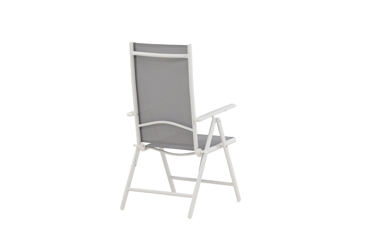 2er Set Gartenstuhl Awa - weißes Gestell aus Aluminium, Sitzfläche aus Textilene, verstellbare Rückenlehne