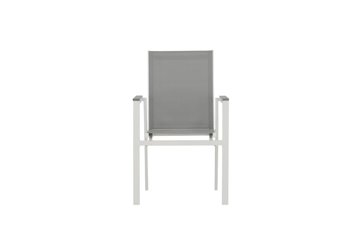 2er Set Gartenstuhl Ina - ein weiß-grauer Stuhl aus Aluminium und Textilene