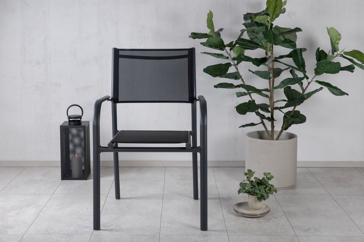 2er Set Gartenstuhl Ira - elegante schwarze Optik aus Aluminium