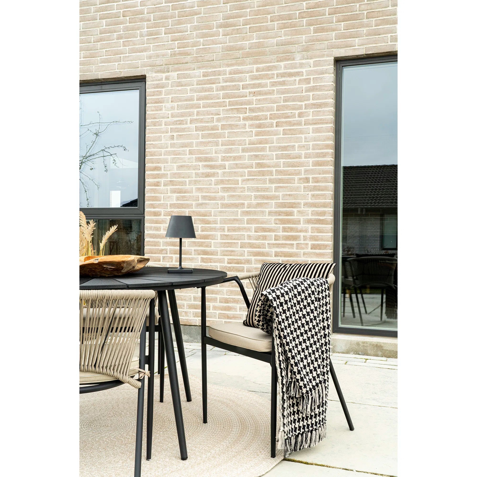 2er Set - Gartenstuhl Lazaro Schwarz/Beige