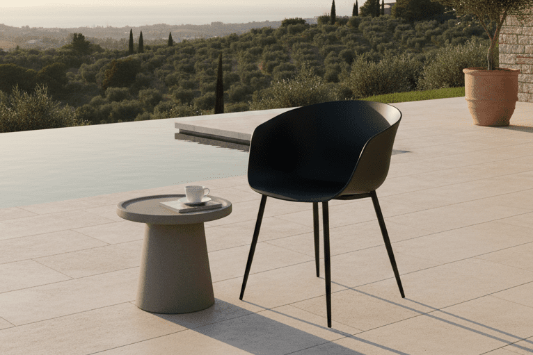 2er Set - Gartenstuhl Lena Schwarz mit Stahlgestell