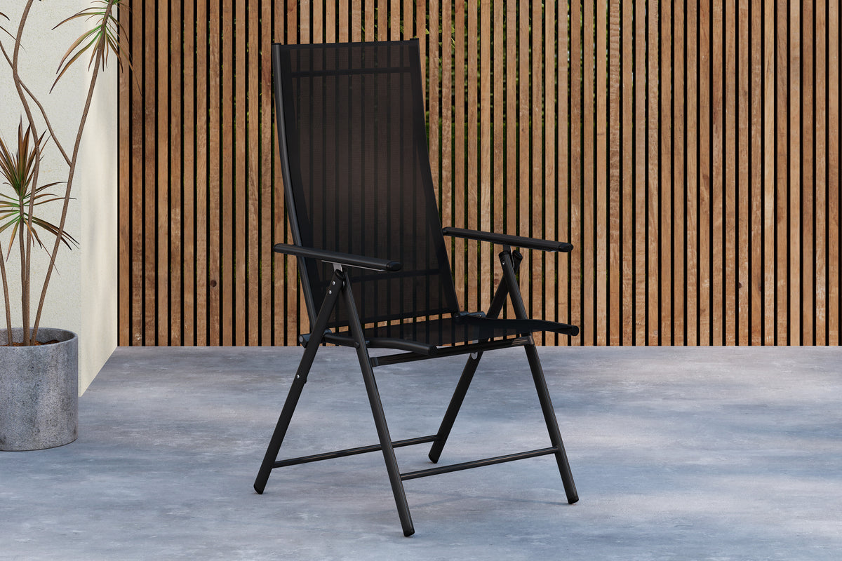 2er Set Gartenstuhl Miro - klappbarer Stuhl in Beige oder Schwarz aus Stahl und Textilene