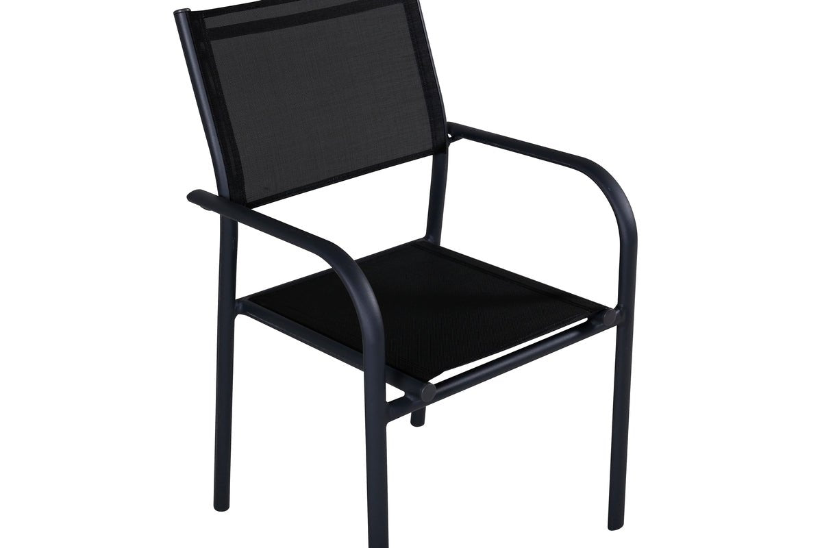 2er Set - Gartenstuhl Ronda aus Textilene und Aluminiumgestell in Schwarz