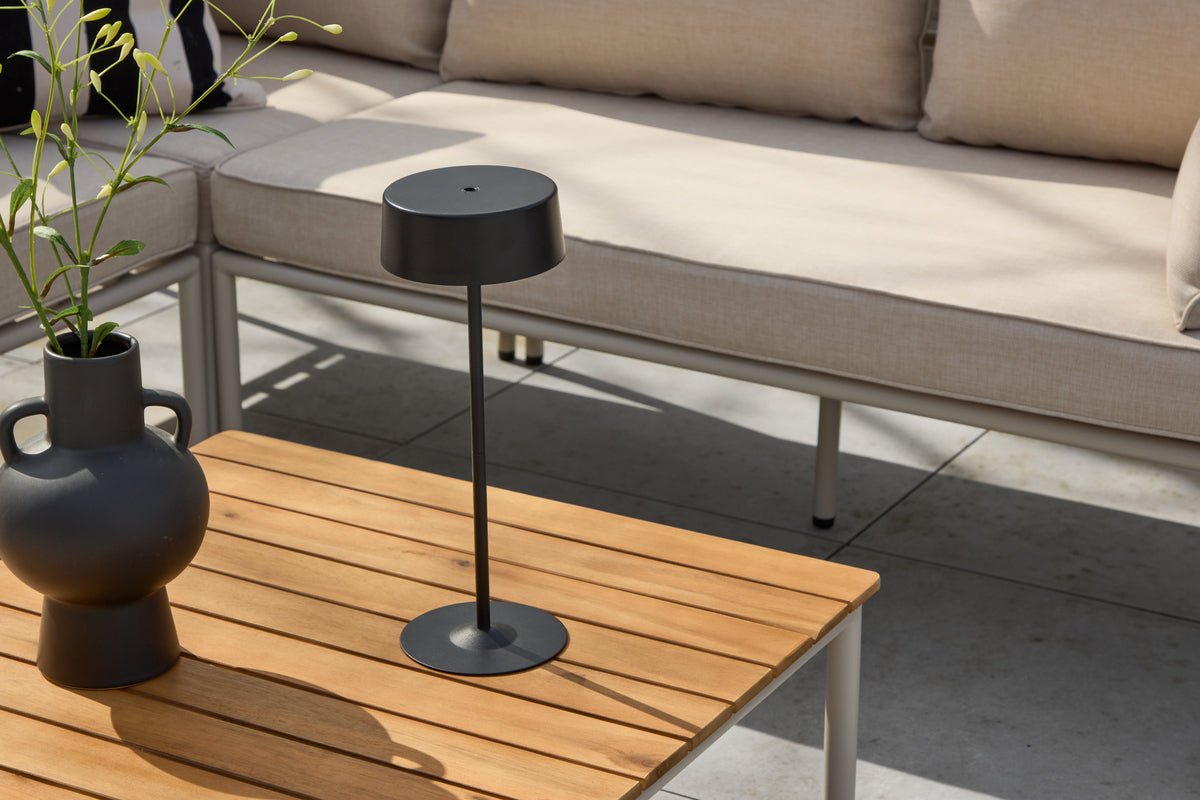 Garten Loungeset Sienna – 3-teiliges Outdoor-Sofa-Set in Beige mit Akazienholz-Tisch