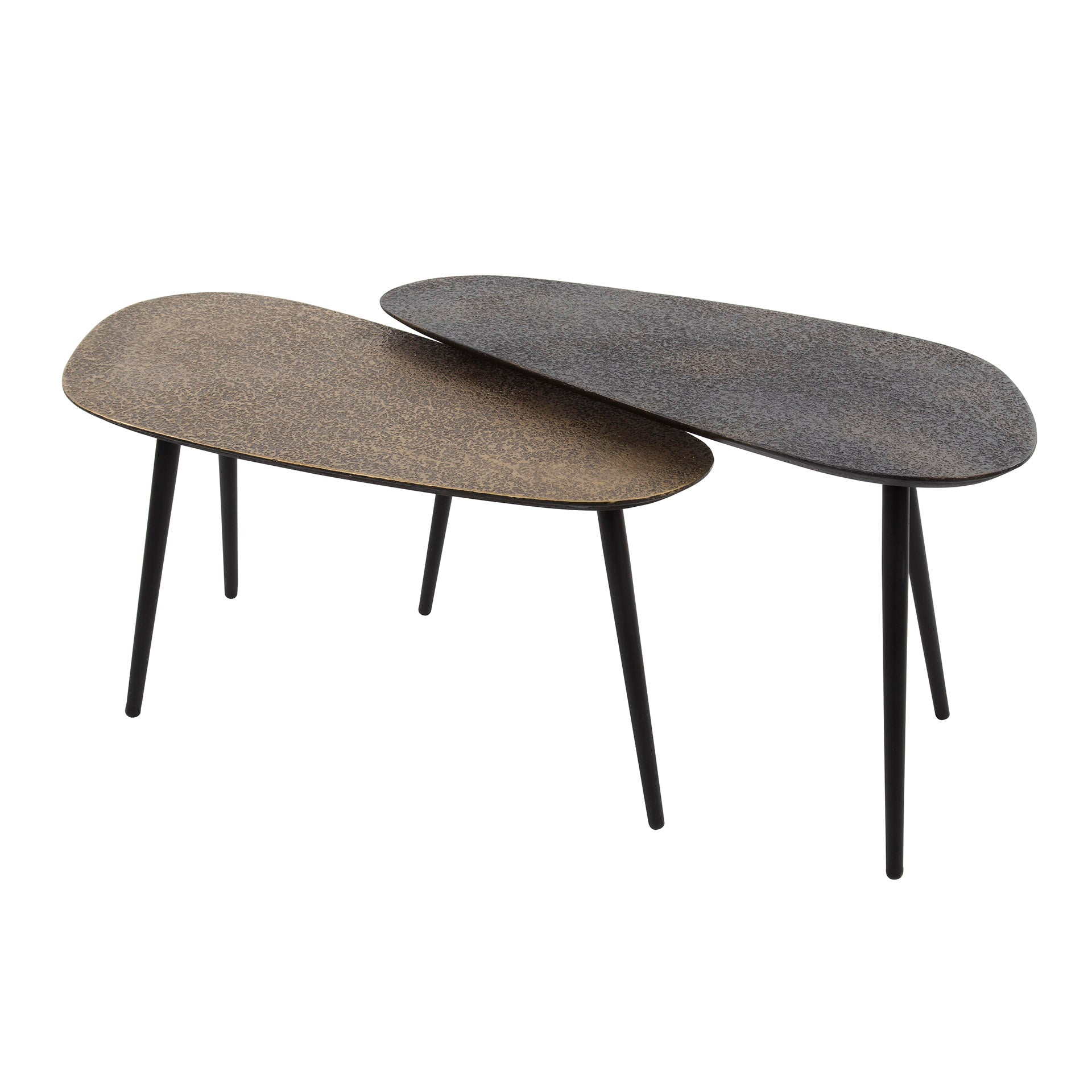 Couchtisch Savino - 2er Set in Altbronze/Gold und Schwarz
