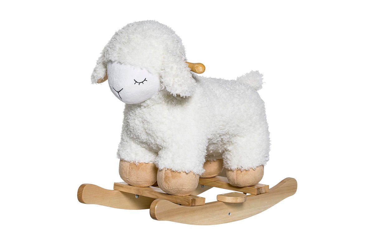 Schaukelspielzeug Salome – flauschiges Schaukeltier aus Holz für Babys & Kinder