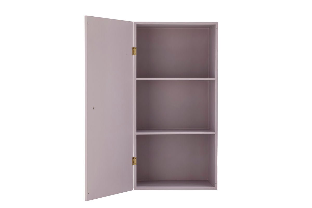 Wandschrank Lana – Violettes Holz-Kabinett mit Messinggriff & Musterfront