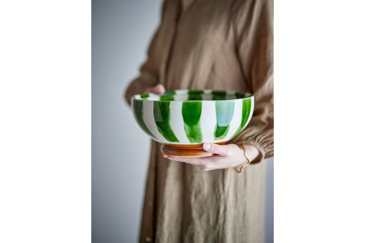 Schale Amara – handbemaltes Steingut mit Streifenmuster