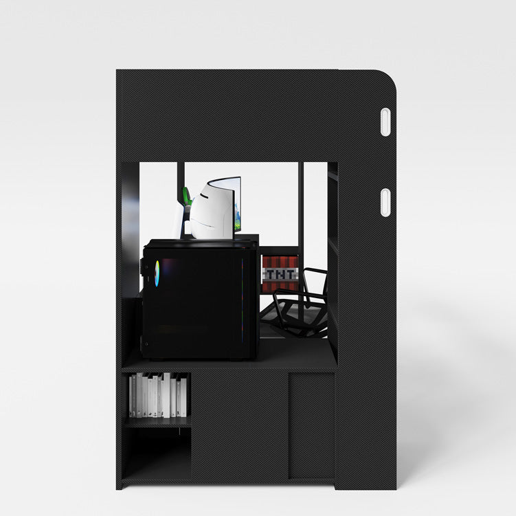 Minecraft Gaming-Hochbett „BaseCamp“ mit Schreibtisch & Regal