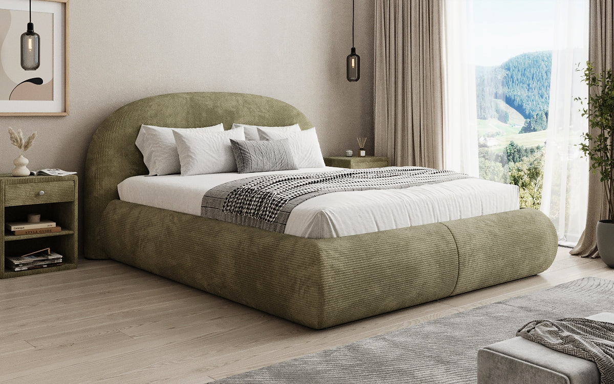 Designer Polsterbett Loop in Cord mit Stauraum