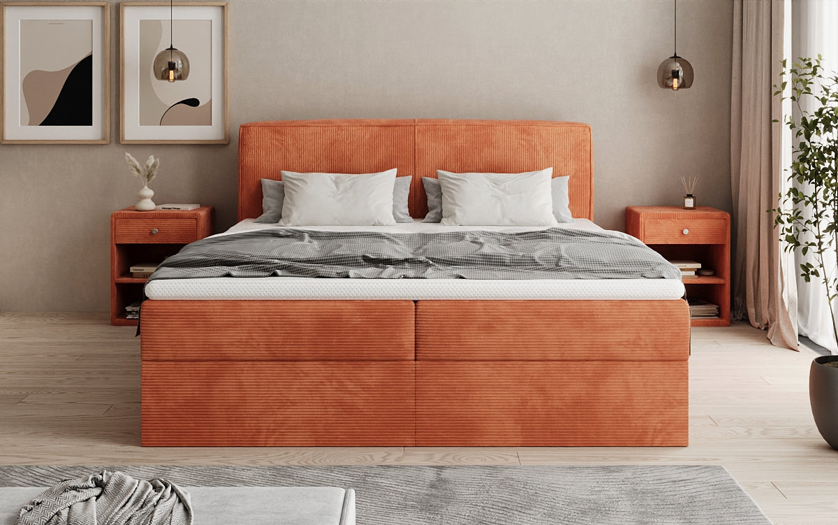 Boxspringbett Marea in Cord mit Stauraum