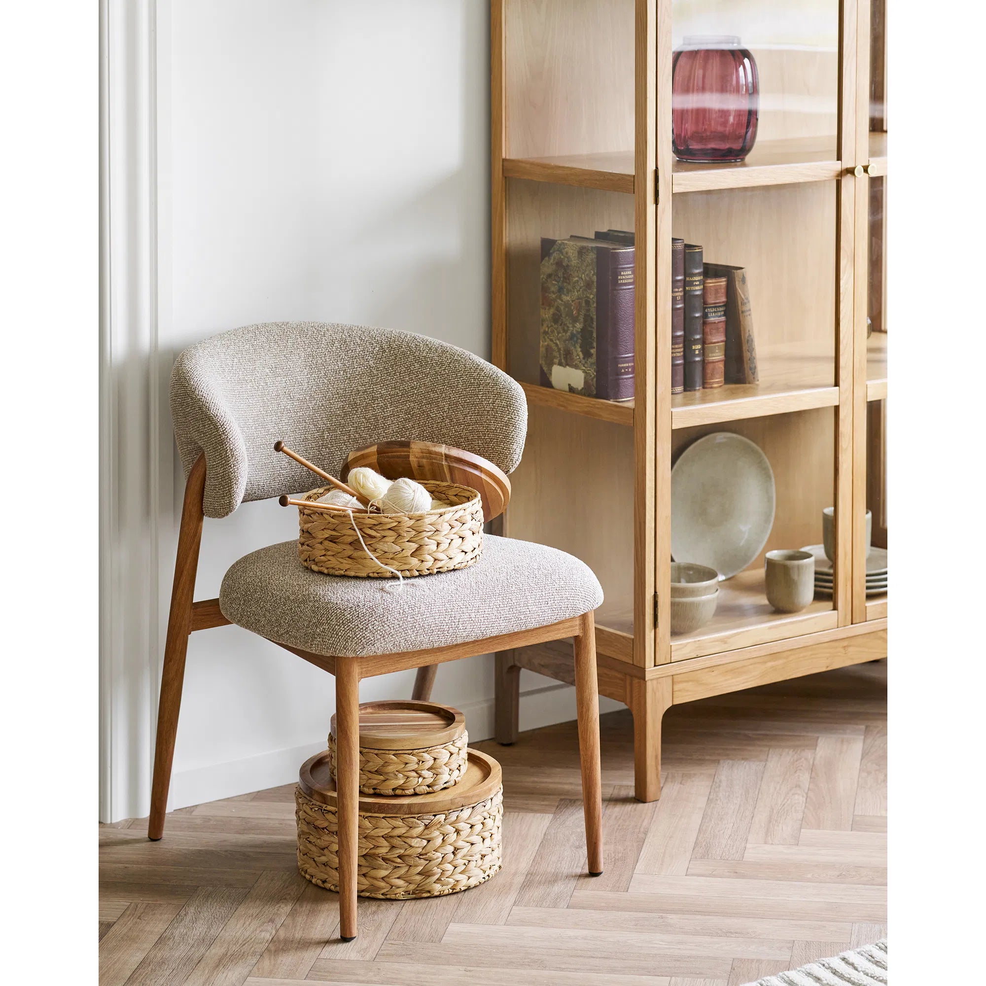 Aufbewahrungskörbe Vardina - aus Wasserhyazinthe gefertigt mit Deckel (3er Set)