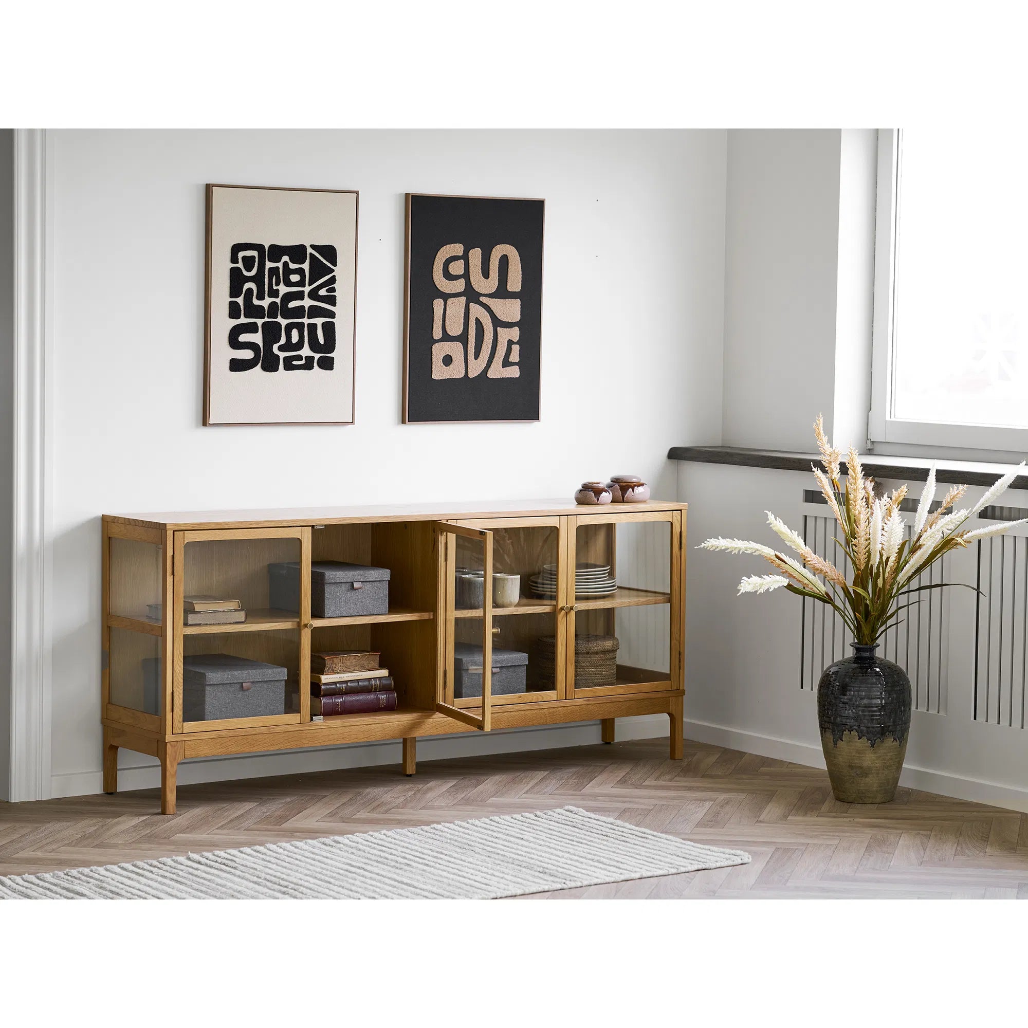 Aufbewahrungsbox Velmoria - in grau mit Deckel (3er Set)