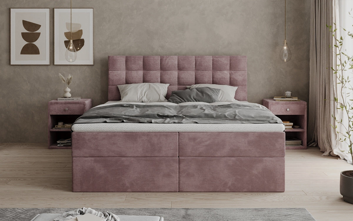 Boxspringbett Como in Cord mit Stauraum