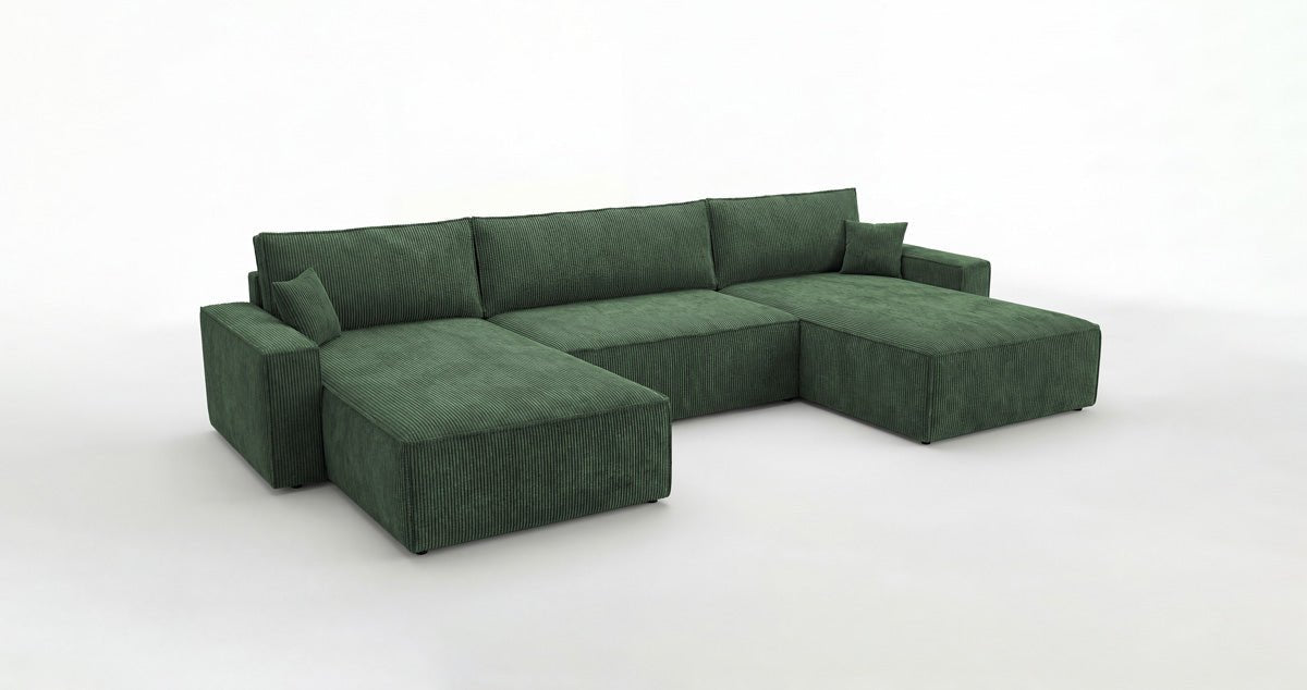 Designer Sofa Vienna U mit Schlaffunktion und Stauraum in Cord