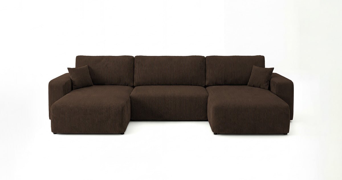 Designer Sofa Noma U mit Schlaffunktion und Stauraum in Cord