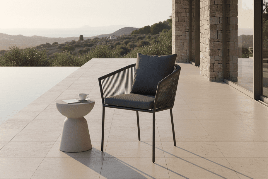 4er Set - Gartenstuhl Tavira Schwarz/Grau