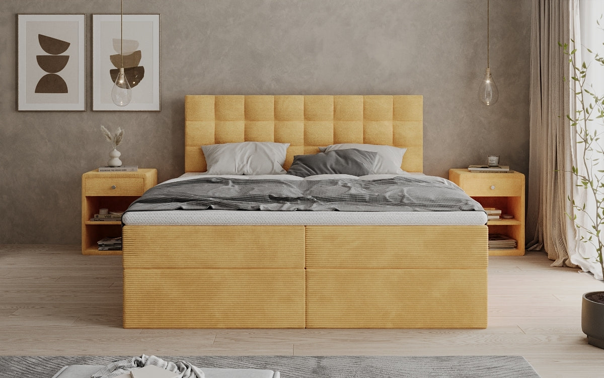 Boxspringbett Como in Cord mit Stauraum