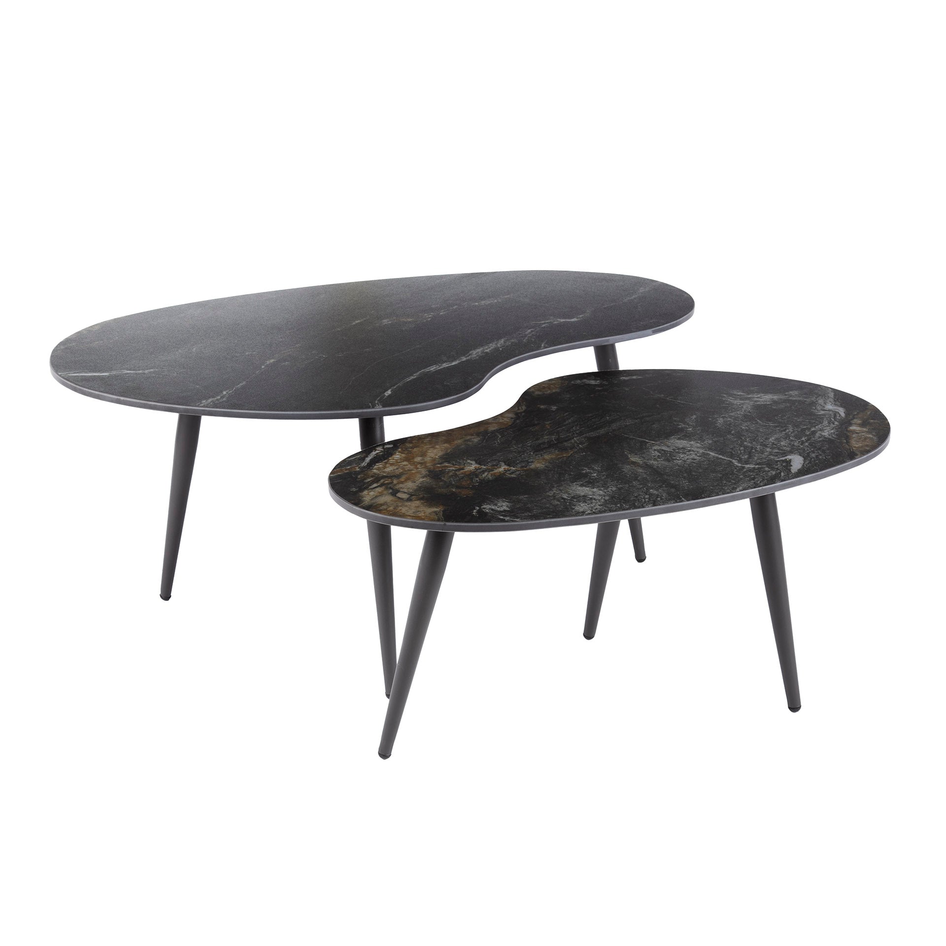 Couchtisch Elista - 2er Set mit Keramikplatte in Steinoptik