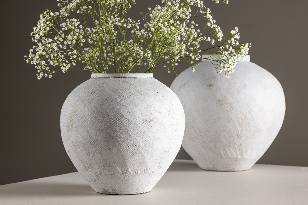 Vase „Sferra“ Ø 25 cm – Beige mit Struktur