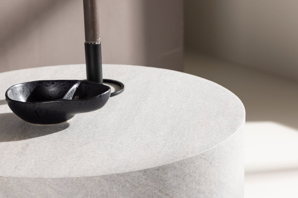 Couchtisch/Beistelltisch Marlo - Zylinderform in grau