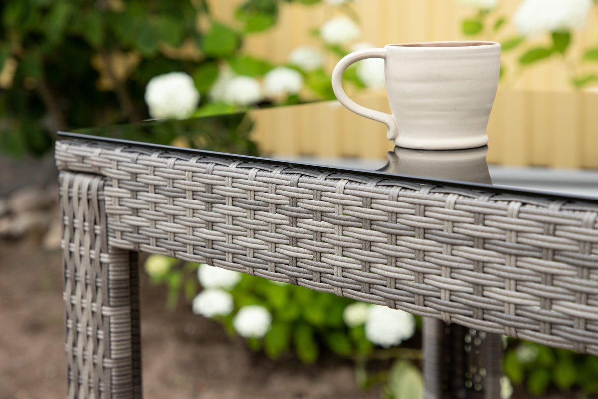 Garten Bartisch-Set Bärbel - Hochtisch aus Rattan mit 2 Stühlen