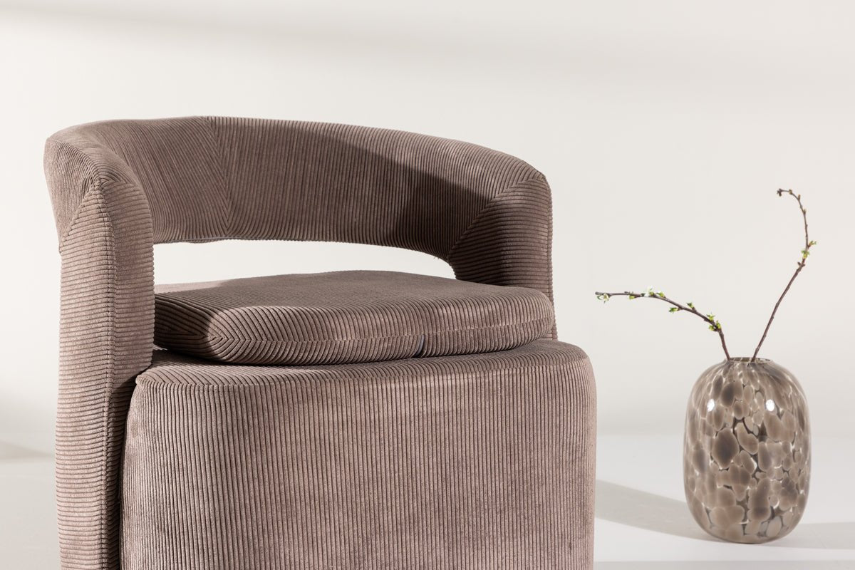 Sessel Velina - mit braunem Polyester- Manchester Stoff