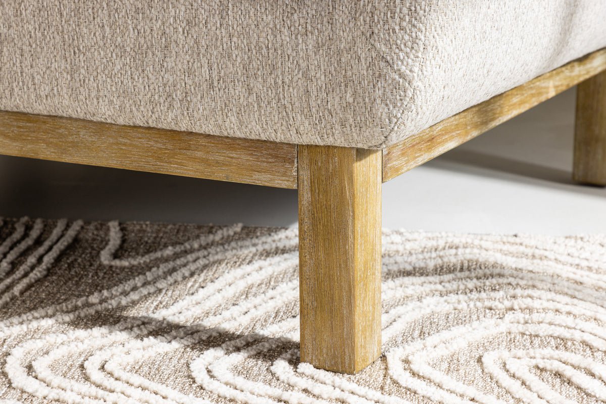 Sessel Living - aus Gummibaumholz mit beigefarbene Polyesterbezug