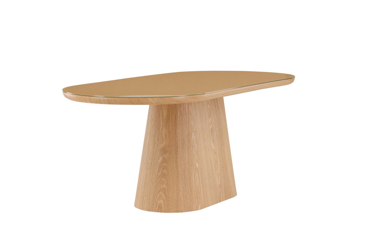 Esstisch Trianda - ovaler Esstisch in Naturoptik mit Glasplatte