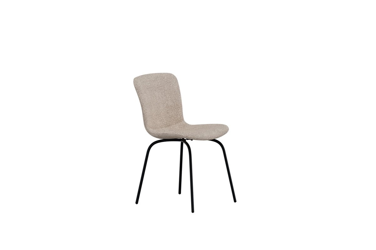 2er Set - Esszimmerstuhl Leo in Beige mit schwarzen Beinen